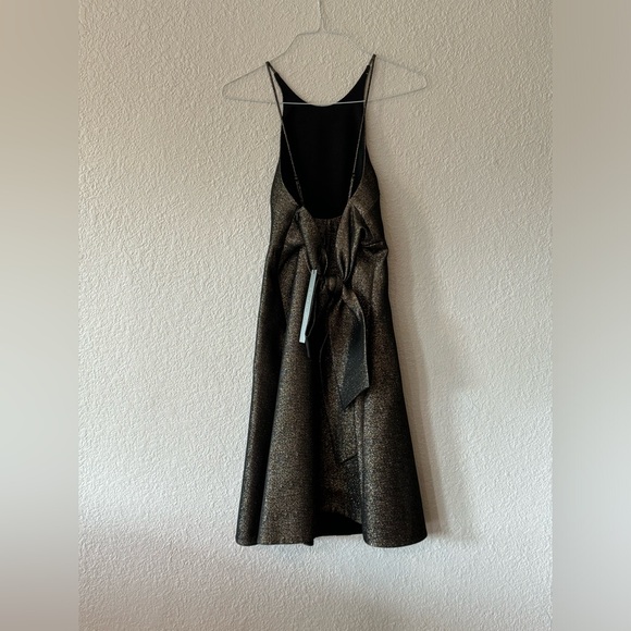 NWT Halston gold jacquard, back glitter bow dress Size 2 - Picture 6 of 8